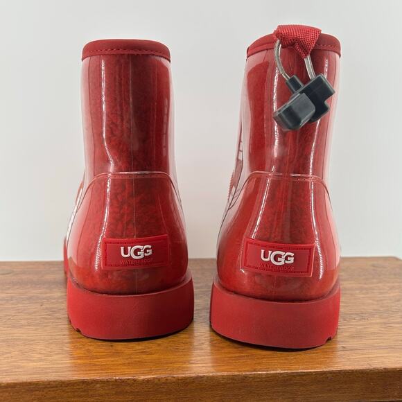 UGG Classic Mini Clear Red NEW $160 Waterproof Red Size W 11 - Picture 5 of 9